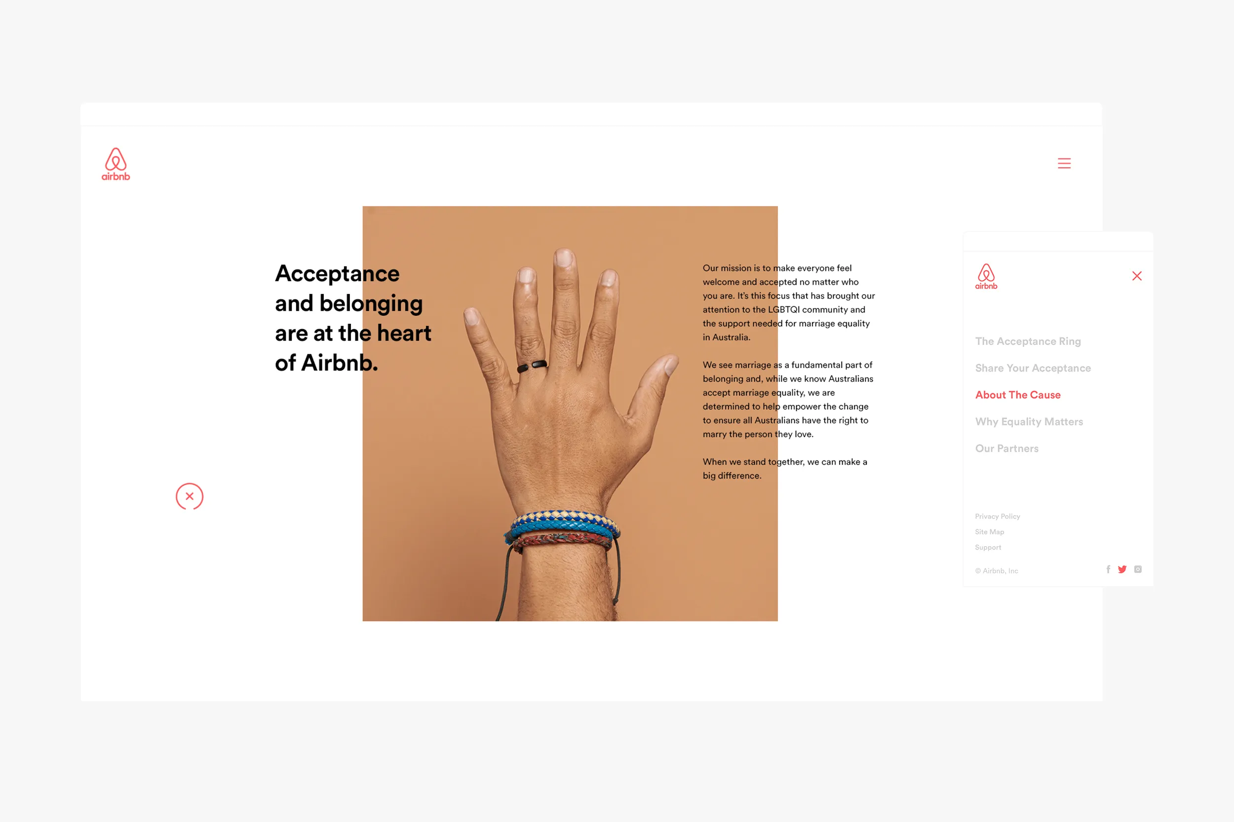 Screen from the creative web experience, showing the acceptance page