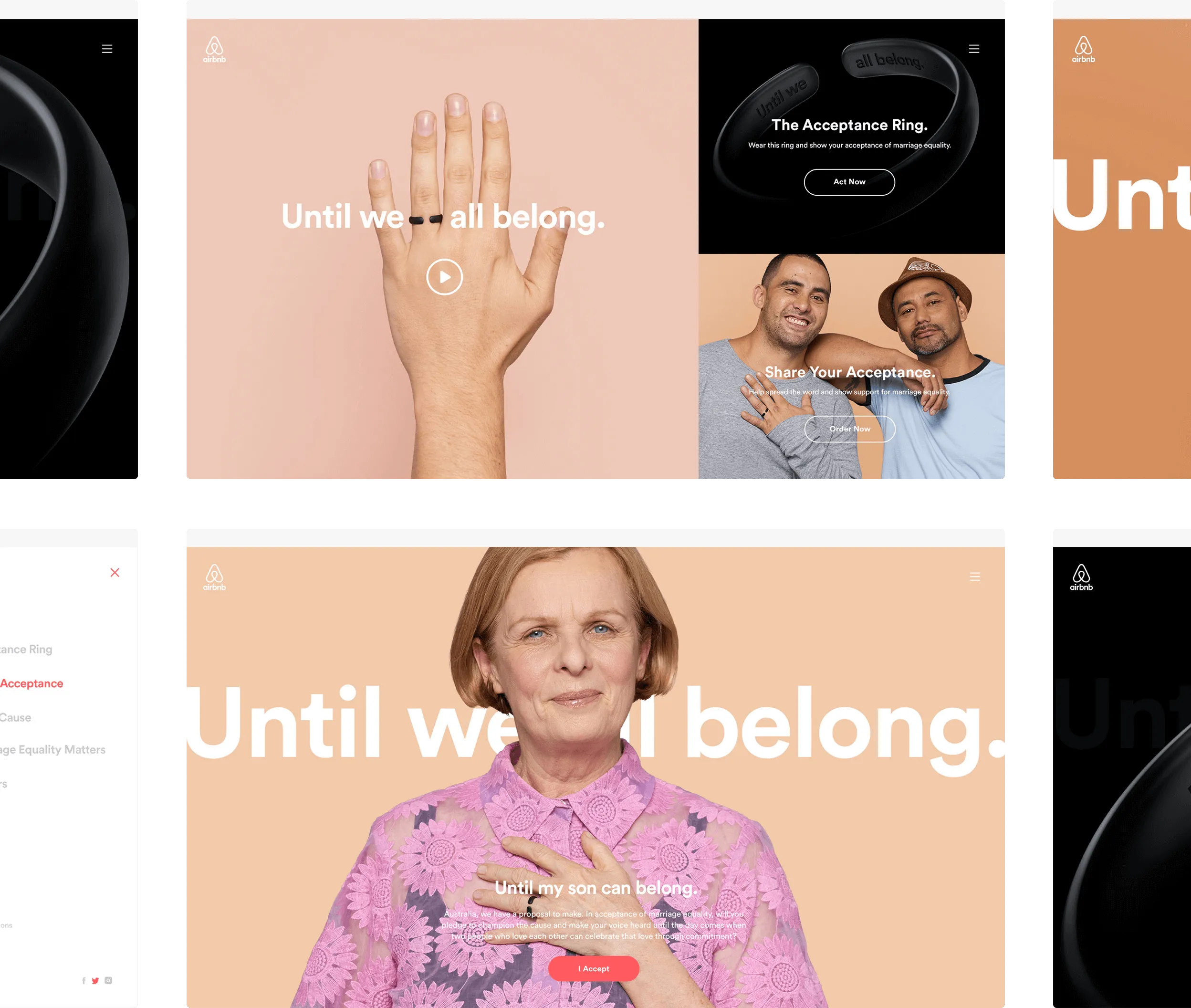 Mosaic of screens from the creative web experience