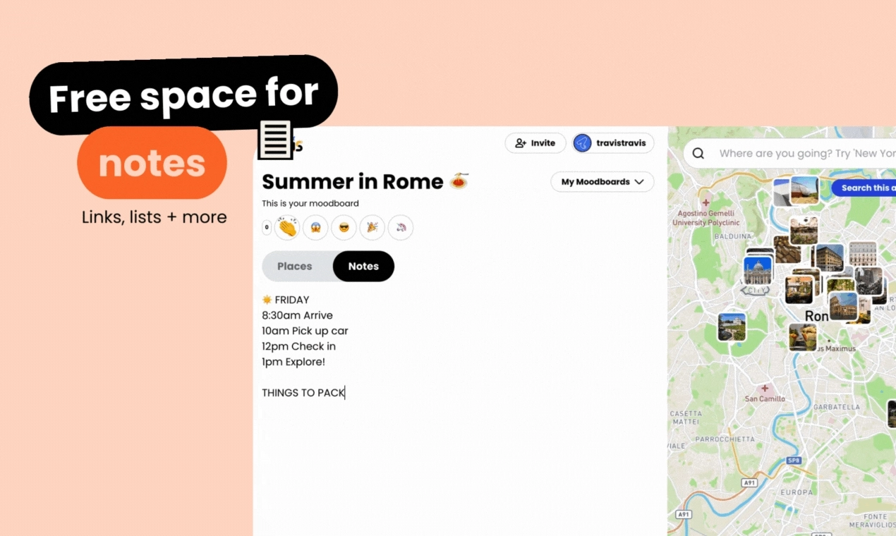 Animated GIF demonstrating Moodboard notes
